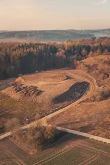 Calw District Scenery Stampe: Large hill surrounded by fields and trees