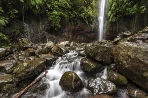 Portugal Nature Reserve Stampe: A large waterfall