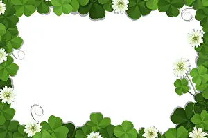 Lucky Charm Symbol Stampe: Four leaf clover frame vector over white background