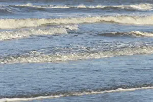 Deserted Beach Germany Stampe: Leaking waves on a sandy beach