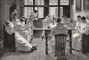 Schoolboy Education Stampe: Lessons in the monastery school