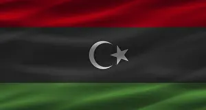 Fabric Texture Flag Stampe: Libyan flag with fabric texture