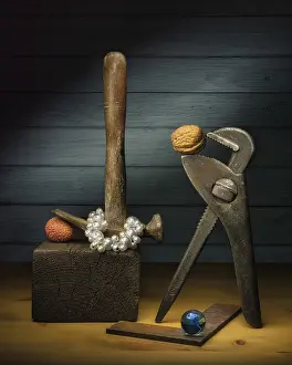 Studio Cutout Images Stampe: Still life with rolling fork spanner