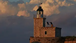 Southeastern European Landmark Stampe: Lighthouse, close, evening light