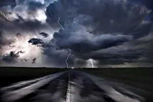 Dark And Gloomy Skies Stampe: Lightning Storm Clouds Canada Saskatchewan Dramatic Summer