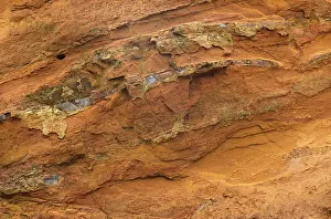 Protected Area In Central Europe Stampe: Lines and structures, reddish rock of limonite