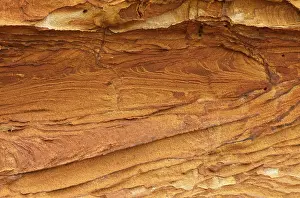 Morsum Cliff Geotope Germany Stampe: Lines and structures, reddish rock of limonite