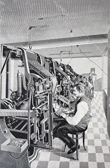 Stampa con cornice : Macchina Linotype Simplex, 1895. Stampa con cornice : Macchina Linotype Simplex, 1895.