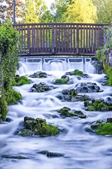 Teutoburg Forest Scenery Stampe: Lippe waterfall at the source of the river Lippe