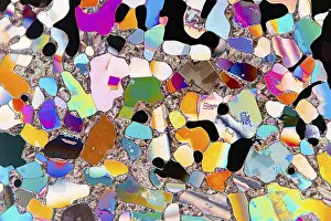 Colorful Crystal Structure Stampe: Liquid crystals under a microscope
