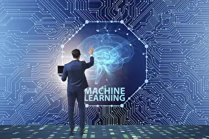 Modern Technology Symbol Stampe: Machine learning concept as modern technology