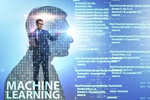 Modern Technology Symbol Stampe: Machine learning concept as modern technology