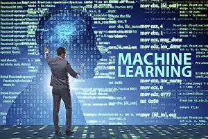 Modern Technology Symbol Stampe: Machine learning concept as modern technology