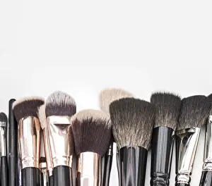 Decorative Cosmetics Stampe: Make up brushes plain background
