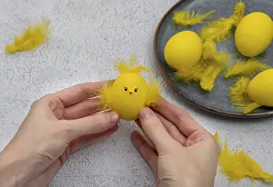 Easter Egg Chick Decoration Stampe: How to make a chick from eggs for Easter decor