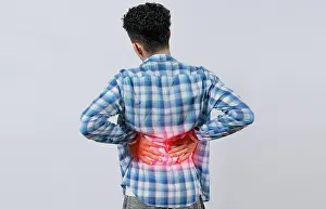 Lower Back Pain Stampe: Man with spine and lower back problems
