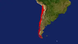 Stampe di Mappa, Cile evidenziato rosso Mappa Stampe: Mappa, Cile evidenziato in rosso.