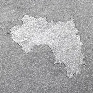 Guinea Stampe: Mappa della Guinea, sfondo d'argento, sfondo mappa.