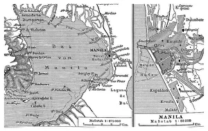 Southeast Asia Maps Stampe: Map of Manila and the surrounding area