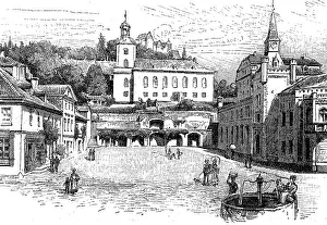 Deserted German Town Square Stampe: Market square in Leutenberg in Thuringia