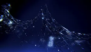 Digital Technology Illustration Stampe: A mesmerizing 3D illustration depicting a wave of binary code