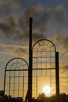 Northern German Landscapes Stampe: Two metallic window frames stand out against the dramatic sunset sky