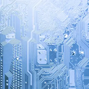 Microchip Close Up Stampe: Microchip close up background for technology design