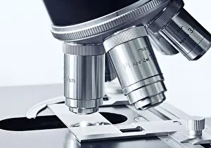 Laboratory Equipment Detail Stampe: Microscope, close up of objective lenses