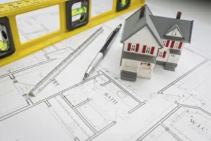 Real Estate Blueprint Stampe: Model home, construction level