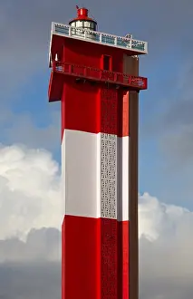 Deserted Coastline Scene Stampe: Modern lighthouse in the sky