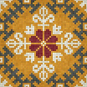 Modern Architectural Style Stampe: Mosaic tiles background, seamless vector pattern