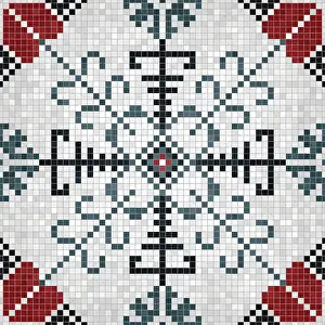 Baroque Art Style Stampe: Mosaic tiles background, seamless vector pattern