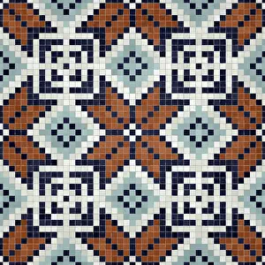 Baroque Wall Decoration Stampe: Mosaic tiles background, seamless vector pattern