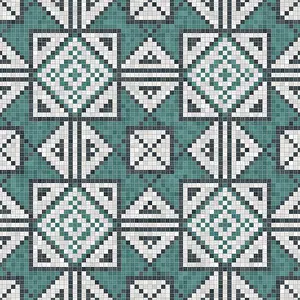 Ornate Interior Decoration Stampe: Mosaic tiles background, seamless vector pattern