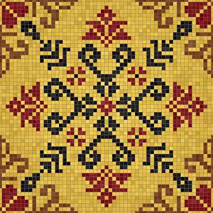 Modern Architectural Style Stampe: Mosaic tiles background, seamless vector pattern