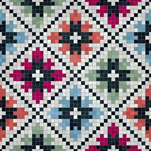 Mosaic Wall Decoration Stampe: Mosaic tiles background, seamless vector pattern