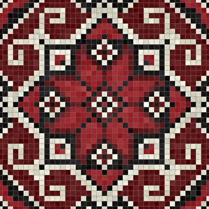 Modern Architectural Style Stampe: Mosaic tiles background, seamless vector pattern