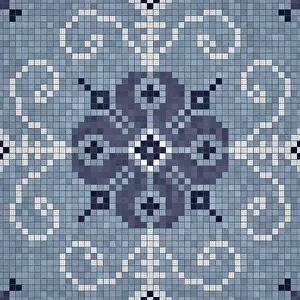 Baroque Wall Decoration Stampe: Mosaic tiles background, seamless vector pattern