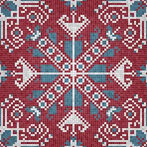 Modern Architectural Style Stampe: Mosaic tiles background, seamless vector pattern