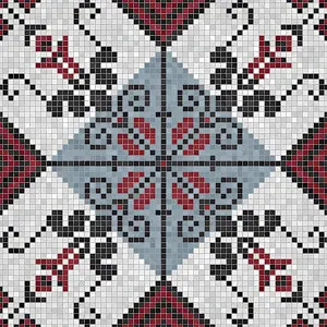 Baroque Art Style Stampe: Mosaic tiles background, seamless vector pattern