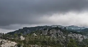 Dramatic Clouds France Stampe: Mountain landscape with dramatic clouds