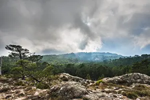 Dramatic Clouds France Stampe: Mountain landscape with dramatic clouds