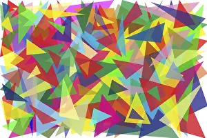 Deserted Colourful Scene Stampe: One hundred multi-colored triangles simple background