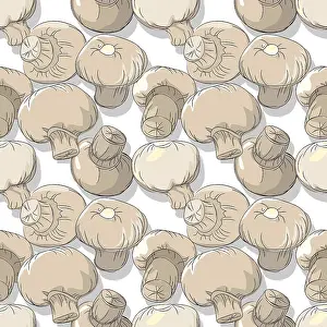 Editable Vector Template Stampe: Mushrooms repeating pattern, editable vector template
