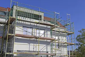 Residential Building Design Stampe: New building with completed basic rendering of the exterior facade New building with completed basic rendering of