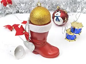 Deserted New Year Scene Stampe: New year composition with red boot