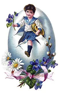 Easter Greeting Card Stampe: Nostalgic greeting card for Easter