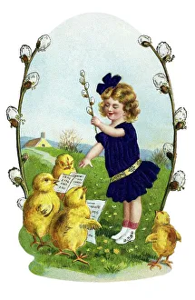 Vintage Easter Greeting Card Stampe: Nostalgic greeting card for Easter