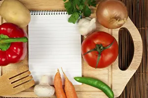 Vegetable Food Photography Stampe: Notebook to write recipes and vegetables around it