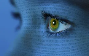 Digital Data Protection Stampe: A woman's eye and binary code
A woman's eye and binary code